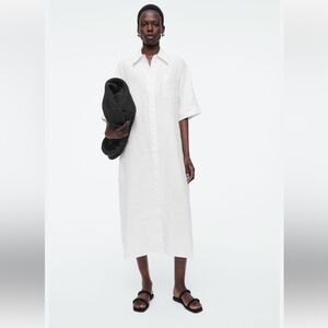 COS White oversized  linen Shirt Dress